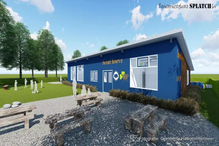 Een nieuwe, strakke en blauwgekleurde Scouthoeve