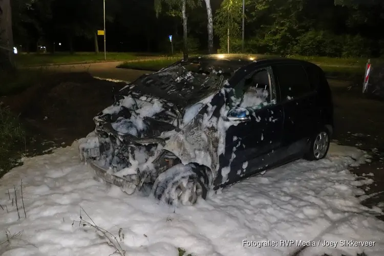 Auto gaat volledig in vlammen op bij nachtelijke autobrand in Nieuw Vennep