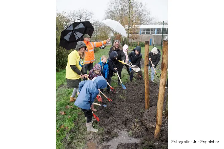 Basisschool De Reiger uit Lisserbroek plant 15 bomen op Nationale Boomfeestdag