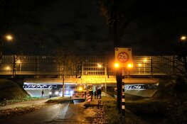 Boodschappenbezorger klem onder viaduct