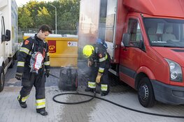 Elektrische palletwagen in vrachtwagen in de brand gevlogen